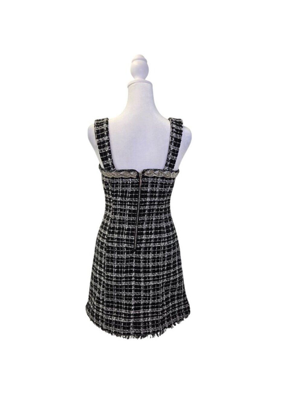 NWT Tahari ASL Boucle Tweed Mini Dress with Rhinestones Size 2 Petite - Picture 2 of 7